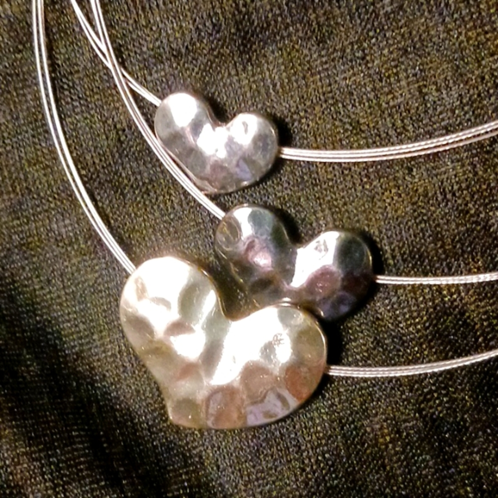 Tri color, Tri strand Heart necklace